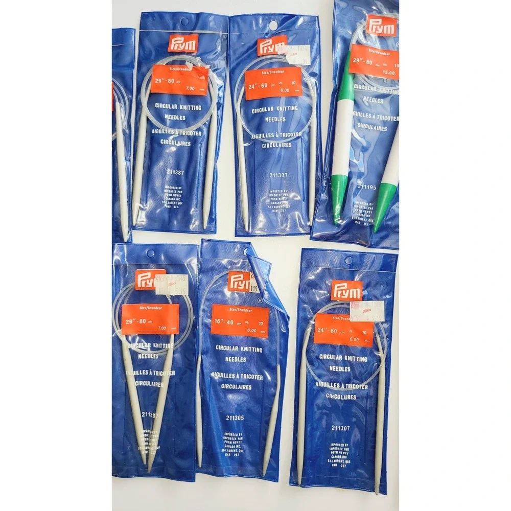 Prym Circular Knitting Needles Lot 13 Pairs Assorted Sizes 5mm-15mm 16-29 Inch